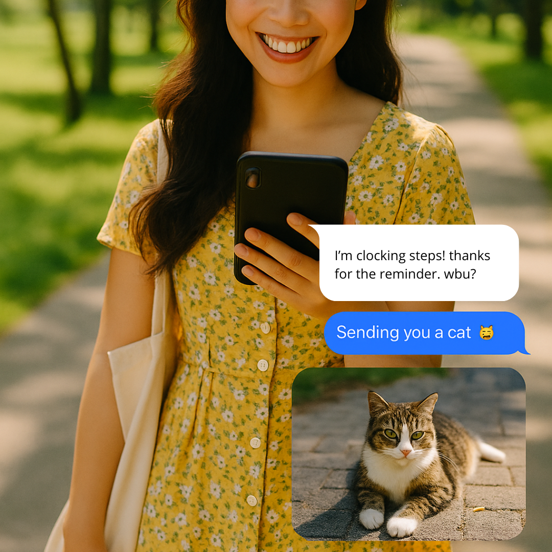 Woman receiving personalized messages